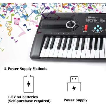 61 keys keyboard piano, Electronic Digital Piano with Built-In Speaker Microphone, Portable Keyboard Gift Teaching for Beginners, electric piano for kids