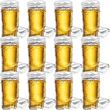 Cowboy Boot Shot Glasses - (Bulk Pack of 24) Mini Reusable and Disposable Clear Plastic Shot Glass Cups for Themed Birthday Parties Decorations and Cowboy Bachelorette Party Favors, Holds 1-Oz