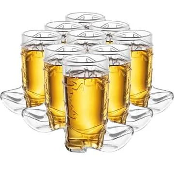 Cowboy Boot Shot Glasses - (Bulk Pack of 24) Mini Reusable and Disposable Clear Plastic Shot Glass Cups for Themed Birthday Parties Decorations and Cowboy Bachelorette Party Favors, Holds 1-Oz