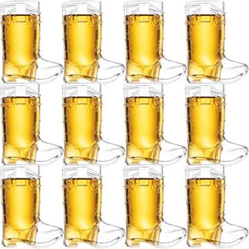 Cowboy Boot Shot Glasses - (Bulk Pack of 24) Mini Reusable and Disposable Clear Plastic Shot Glass Cups for Themed Birthday Parties Decorations and Cowboy Bachelorette Party Favors, Holds 1-Oz