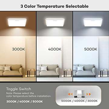 Annaror Motion Sensor Ceiling Light Wired - 3000K 4000K 5000K Adjustable, 18W 1800LM Flush Mount wit...