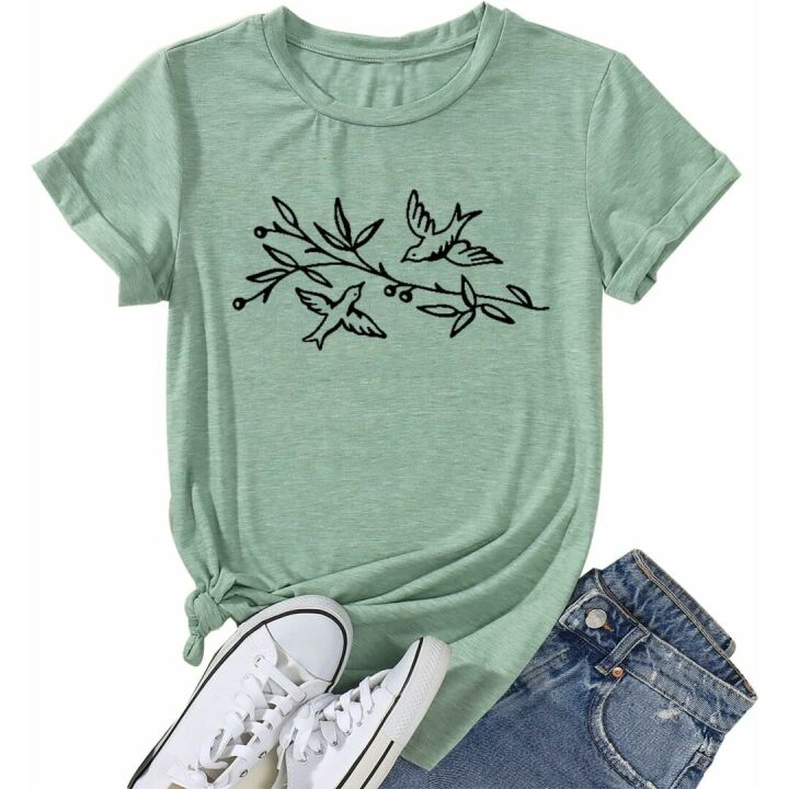 Womens Bird Graphic Tees for Summer Casual Style