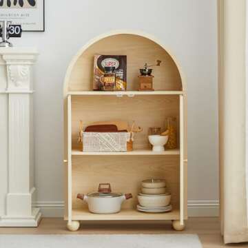 UHMUVFM Arched Storage Cabinet with Rattan Doors