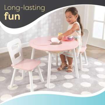 KidKraft Round Table & 2 Chair Set - Storage & Style
