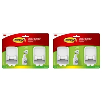 Command Spray Bottle Hangers, White, Holds up to 32 fl oz., 2-Hangers, 4-Strips, Organize Damage-Fre...