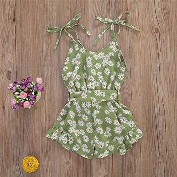 FYBITBO Toddler Floral Halter Romper Jumpsuit Outfit