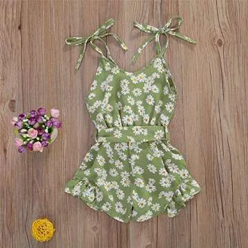 FYBITBO Toddler Floral Halter Romper Jumpsuit Outfit