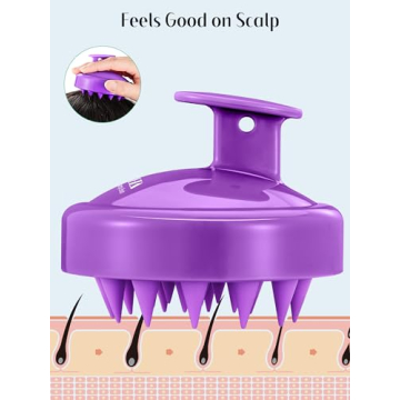 HEETA 2 Pack Hair Scalp Massager Shampoo Brush for Hair Growth, Hair Scalp Scrubber with Soft Silicone, Wet and Dry Hair Detangler (Black & Purple)
