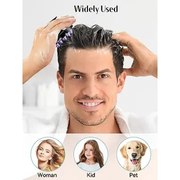 HEETA 2 Pack Hair Scalp Massager Shampoo Brush for Hair Growth, Hair Scalp Scrubber with Soft Silicone, Wet and Dry Hair Detangler (Black & Purple)