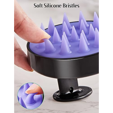 HEETA 2 Pack Hair Scalp Massager Shampoo Brush for Hair Growth, Hair Scalp Scrubber with Soft Silicone, Wet and Dry Hair Detangler (Black & Purple)