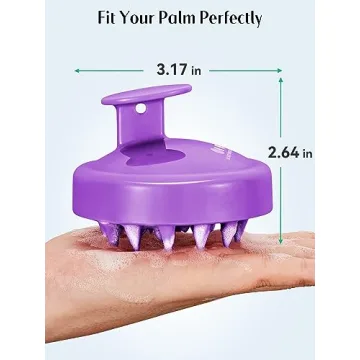 HEETA 2 Pack Hair Scalp Massager Shampoo Brush for Hair Growth, Hair Scalp Scrubber with Soft Silicone, Wet and Dry Hair Detangler (Black & Purple)