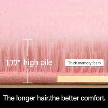 LOCHAS Ultra Soft Indoor Modern Area Rugs Fluffy Living Room Carpets for Children Bedroom Home Decor Nursery Rug 4x5.3 Feet, Pink