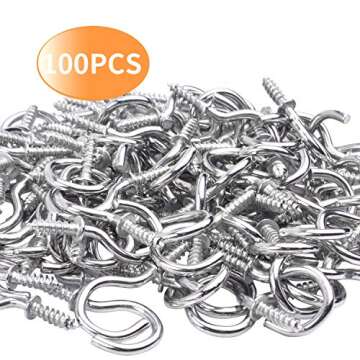 Aylifu 100-Pack Silver Ceiling Screw Hooks for Hanging