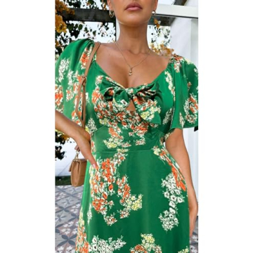 Fashionme Women's 2024 Floral Satin Maxi Dress for Elegance