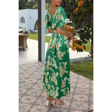 Fashionme Women's 2024 Floral Satin Maxi Dress for Elegance