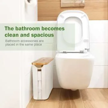 Toilet Paper Basket, Bamboo Toilet Paper Storage - The Ultimate Bathroom Organizer with Bamboo Lid, ...
