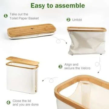 Toilet Paper Basket, Bamboo Toilet Paper Storage - The Ultimate Bathroom Organizer with Bamboo Lid, Large Toilet Paper Holder for up to 9 Mega Rolls, Toilet Paper Storage Cabinet for Bathroom (Beige)