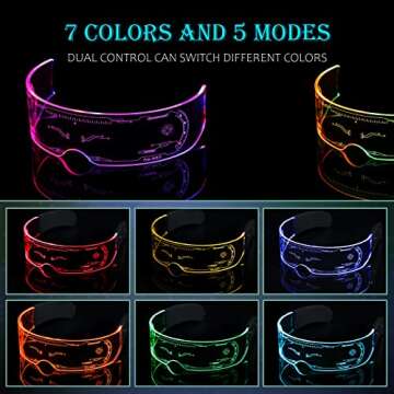 Yowivon LED Glasses Cyberpunk Style Color Changing Fun