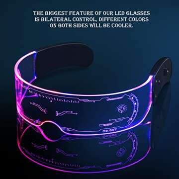 Yowivon LED Glasses Cyberpunk Style Color Changing Fun