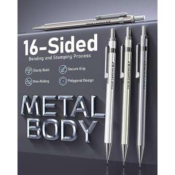 Four Candies 0.7mm Mechanical Pencil Set - 4PCS Metal Mechanical Pencils, 8 Tubes HB #2 Lead Refills...