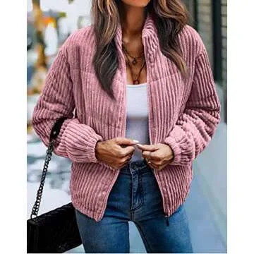 Angashion Women's Quilted Bomber Jacket - Cozy and Stylish Outerwear with Pockets