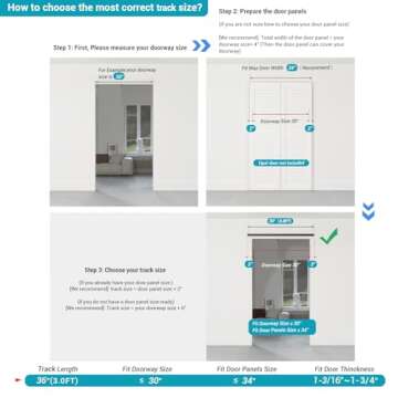 BONIKLUBA 36" Bi-Folding Sliding Barn Door Hardware Track Kit,Smoothly&Quietly,Side Mounted Black Roller,Easy Install,Door Not Included [Fit Double 16" Bifold Doors]