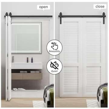 BONIKLUBA 36" Bi-Folding Sliding Barn Door Hardware Track Kit,Smoothly&Quietly,Side Mounted Black Roller,Easy Install,Door Not Included [Fit Double 16" Bifold Doors]