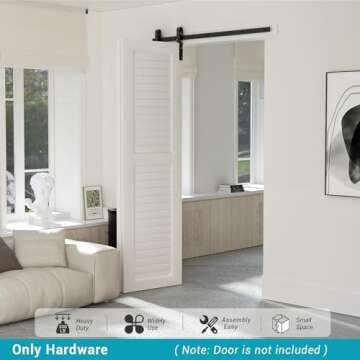 BONIKLUBA 36" Bi-Folding Sliding Barn Door Hardware Track Kit,Smoothly&Quietly,Side Mounted Black Roller,Easy Install,Door Not Included [Fit Double 16" Bifold Doors]