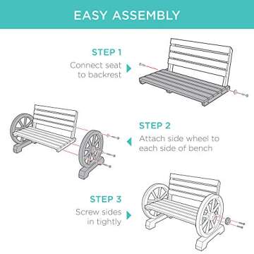 Best Choice Products 2-Person Wooden Wagon Wheel Bench for Backyard, Patio, Porch, Garden, Outdoor Lounge Furniture w/Rustic Country Design, Slatted Seat and Backrest - Brown