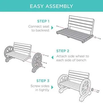 Best Choice Products 2-Person Wooden Wagon Wheel Bench for Backyard, Patio, Porch, Garden, Outdoor Lounge Furniture w/Rustic Country Design, Slatted Seat and Backrest - Brown