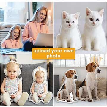 Customyself Custom Pillow Personalized Photo Pillow Pet Pillow Duplex Printing Shape Photo Pillow with Pet, Idol, Face, Throw Pillow Personalized Photo Gifts for Christmas (16inches)