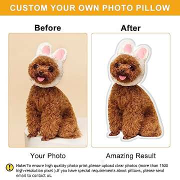 Customyself Custom Pillow Personalized Photo Pillow Pet Pillow Duplex Printing Shape Photo Pillow with Pet, Idol, Face, Throw Pillow Personalized Photo Gifts for Christmas (16inches)