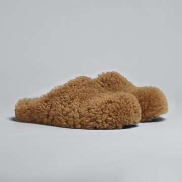 XOBZJH Brown Real Wool Clogs For Women 2024 Trendy,Slip on Slides Sandals,Shoes Women's Mules & Clogs Comfortably,Fashion Cute Ladies Flat Luxury Winter Wool Slippers