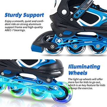MammyGol Kids Inline Skates with Lightup Wheels 1-4 Size