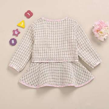 BTDECLAR Toddler Baby Girls Long Sleeve Plaid Cardigan Sweater Outwear Pullover Top Tutu Skirt Princess Party Dress Outfits