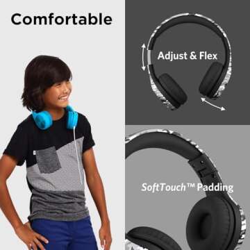 LilGadgets Connect+ Pro Wired Kids Headphones for School with Microphone, Volume Limiting & Noise Re...