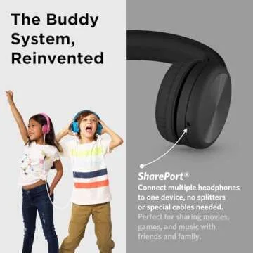 LilGadgets Connect+ Pro Wired Kids Headphones for School with Microphone, Volume Limiting & Noise Reduction Over-Ear Headset with Cord, SharePort Technology & SoftTouch Padding, Black