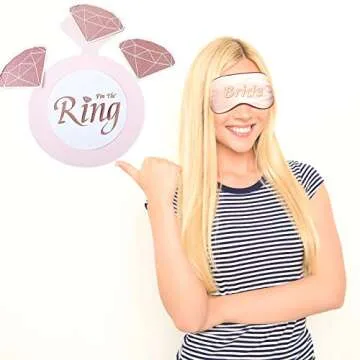 16 Pieces Bridal Shower Game Set Pin The Diamond on The Ring Hen Party Game Bride Game Rose Gold Game Bridal Shower Game for Girls Women (1 Ring Card and 15 Diamond Card)