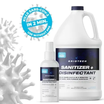 BRIOTECH Sanitizer Disinfectant Hypochlorous Spray, Kills 99.99% of Viruses & Bacteria, Eliminate Odor, Gentle for Nurseries & Play Rooms, Rinse Free Food Contact Surface Sanitizer, 1 Gal Refill