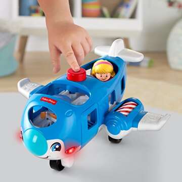 Fisher-Price Little People Musical Toddler Toy Travel Together Airplane with Lights Sounds & 2 Figur...