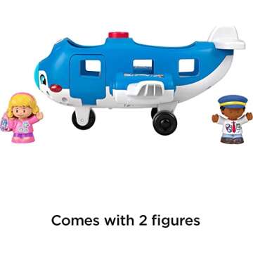 Fisher-Price Little People Musical Toddler Toy Travel Together Airplane with Lights Sounds & 2 Figures for Ages 1+ Years