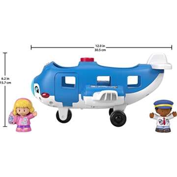 Fisher-Price Little People Musical Toddler Toy Travel Together Airplane with Lights Sounds & 2 Figures for Ages 1+ Years