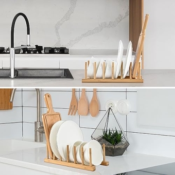 Compact Bamboo Dish Rack for Stylish Kitchen Organization