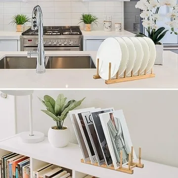 Compact Bamboo Dish Rack for Stylish Kitchen Organization