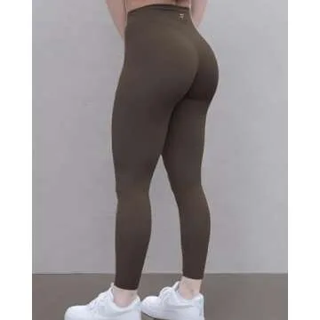 Women's Yoga Pants 7/8 High Waisted Workout Yoga Leggings for Women Butt Lifting Tummy Control Booty Tights (Taupe, XS)