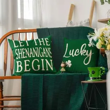 AVOIN Shamrock Throw Pillow Cover Set for St. Patrick's Day