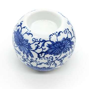 Porcelain Candle Holder Tealight Candleholders Blue and White Decorative Chinoiserie Decor (B5)