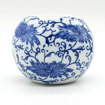 Elegant Blue and White Porcelain Candle Holder