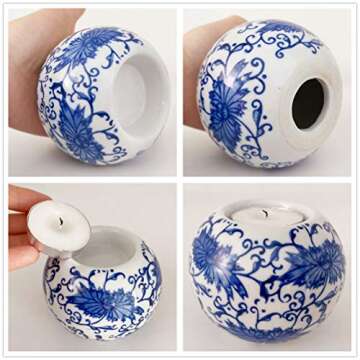Elegant Blue and White Porcelain Candle Holder