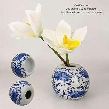 Elegant Blue and White Porcelain Candle Holder